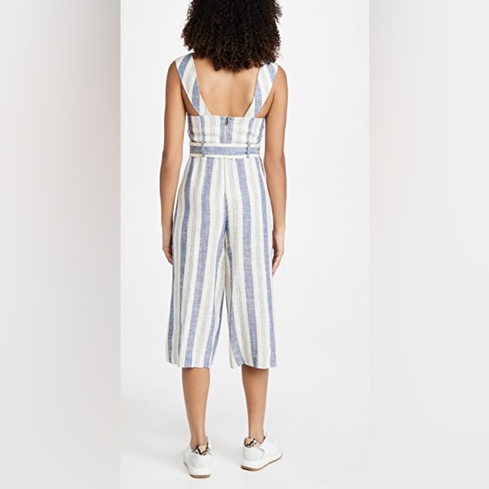 Alice + Olivia Marty Belted Striped Linen-Blend Jumpsuit - Picture 5 of 16